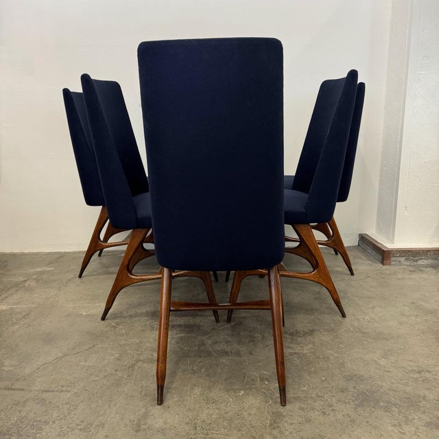 Chairs by Melchiorre Bega, Set of 6, in Restored conditions. Designed 1950 to 1959 This piece is attributed to the...