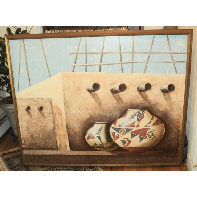 Vintage Signed a Dumas Large African or Western Native Theme Oil Painting For Sale - Image 11 of 11