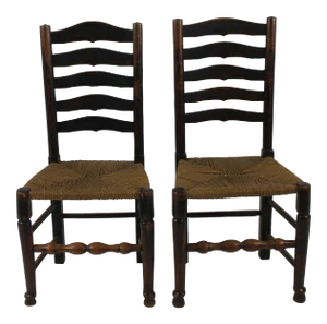 English Period Ladder Back Side Chairs- A Pair