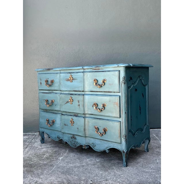 Wood Vintage Patinated Roll Front Commode For Sale - Image 7 of 12