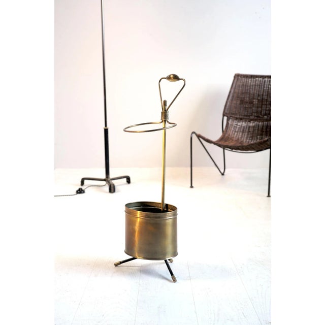Gold French Golden Brass Umbrella Stand by Mathieu Matégot, 1950s For Sale - Image 8 of 10