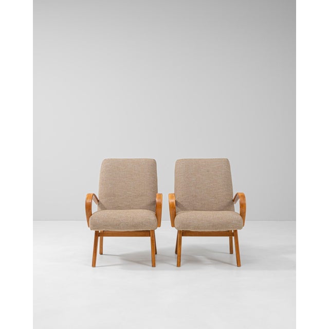 Mid-Century Modern 1950s Czech Upholstered Armchairs By J. Halabala - A Pair For Sale - Image 3 of 18
