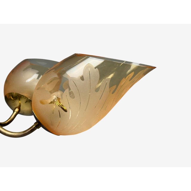 Amber Carl Erik Bodén, Chandelier, Brass, Glass, Sweden, 1940s For Sale - Image 8 of 10