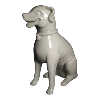 19th Century Samson Paris Porcelain Blanc de Chine Figure of a Hound Dog in the Chinese Taste For Sale