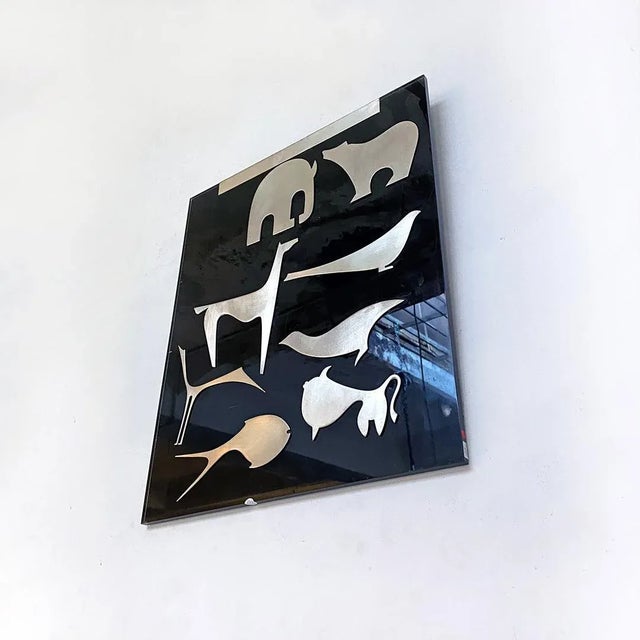 Italian black Acrylic Glass decorative panel with animal by Lino Sabattini, 1980s Black Acrylic Glass decorative panel...