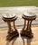 Pair of 18th-Century Lion’s Head Pedestal Tables in Reclaimed Elm with Brass Ring Detail and custom glass tops by...
