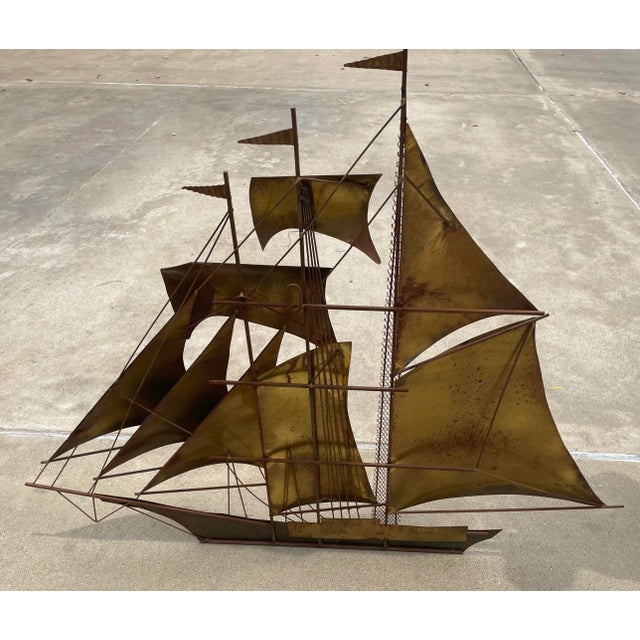 Mid 20th Century Vintage Brutalist Jere Style Ship Wall Art For Sale - Image 5 of 10