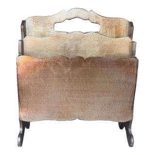 Made in Italy Gold Giltwood Magazine Caddy For Sale