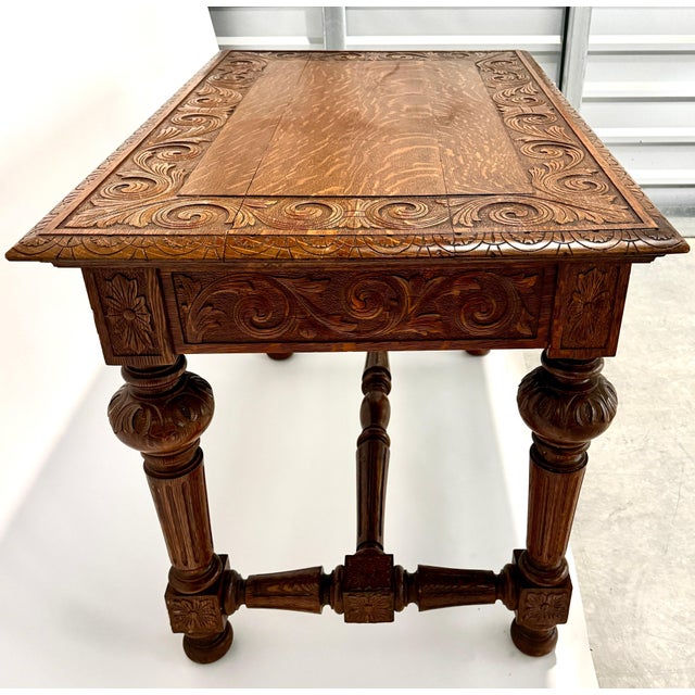 Late 19th Century American Renaissance Carved Oak Desk For Sale In New York - Image 6 of 9