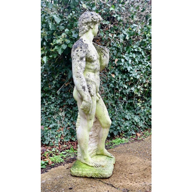 Weathered Cast David Garden Statue after Michelangelo, 1930 For Sale - Image 3 of 7