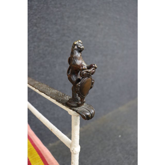 White Pair of Italian Savonarola Style Iron Chairs With Figural Arms For Sale - Image 8 of 15
