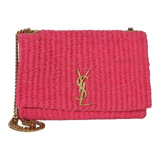 Pink Raffia Medium Kate Chain Bag For Sale