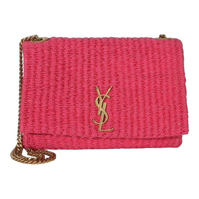 Pink Raffia Medium Kate Chain Bag For Sale
