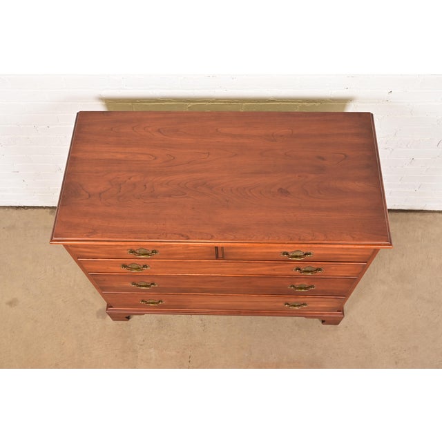 Henkel Harris Georgian Solid Cherry Wood Five-Drawer Dresser or Chest of Drawers, Circa 1960s For Sale - Image 11 of 15