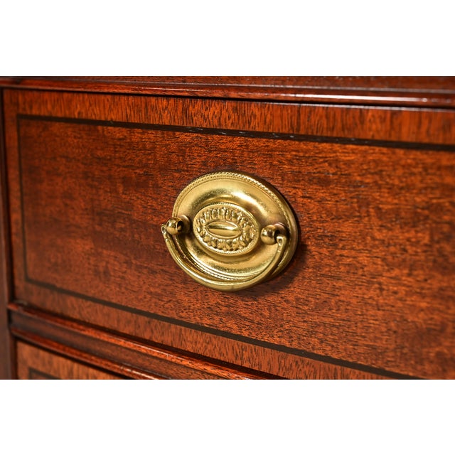 Baker Furniture Georgian Banded Mahogany Bow Front Chest of Drawers For Sale - Image 9 of 14
