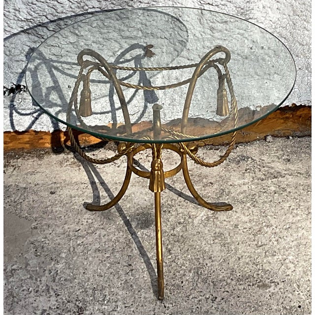 Traditional Vintage Regency Swag and Tassel Side Table For Sale - Image 3 of 6