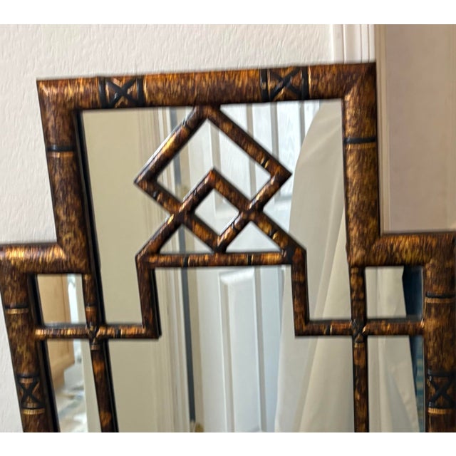 Art Deco Vintage Faux Tortoise Shell Finish Mirror For Sale - Image 3 of 10