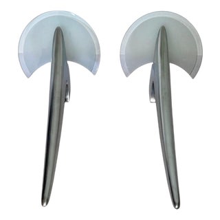 Model Alien Wall Sconces in Polished Cast Aluminum and Glass Shades by Joan Auge for Taller Uno, Set of 2 For Sale