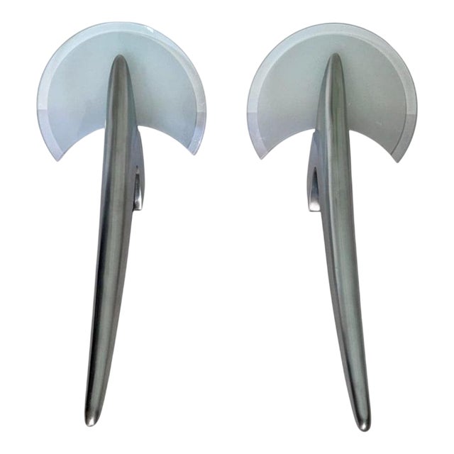 Model Alien Wall Sconces in Polished Cast Aluminum and Glass Shades by Joan Auge for Taller Uno, Set of 2 For Sale