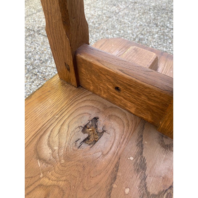 Rustic Oak Farmhouse Bench, 1950s For Sale - Image 13 of 18
