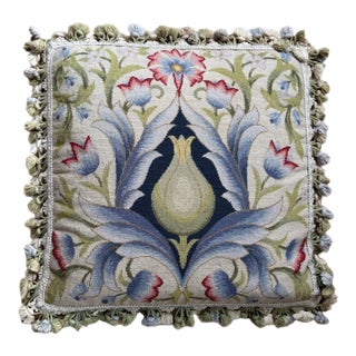 Vintage Aubusson Style Needlepoint Pillow For Sale