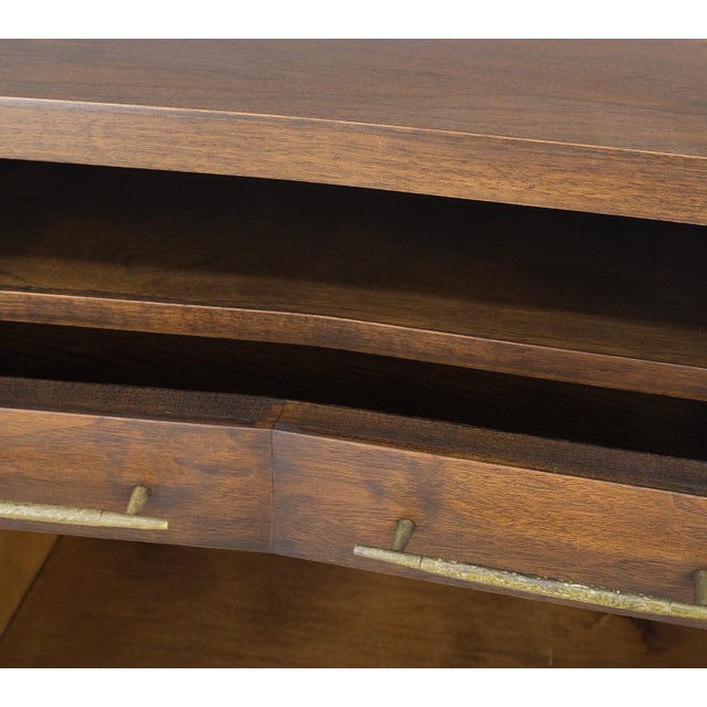 Wood Pair of Walnut Solid Brass Pulls Mid-Century Modern Nightstands Cabinets MINT! For Sale - Image 7 of 13