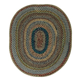 Early 20th Century Antique American Braided Rug 6' 0'' X 7' 0'' For Sale