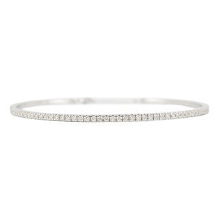 Ladies 14k White Gold 1.50ctw Diamond Flexible Tennis Bangle Bracelet For Sale