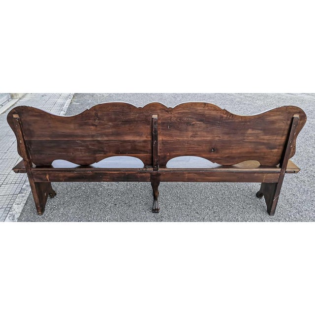 Brown Wooden Bench with Lion Paws in Solid Wood, Italy, 1950s For Sale - Image 8 of 10