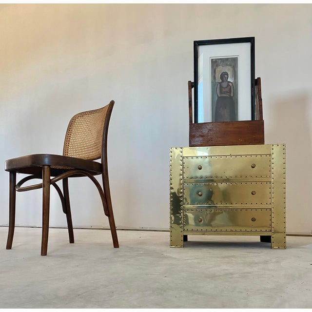 1980s Sarreid Style Brass Clad 3 Drawer Chest For Sale - Image 12 of 16