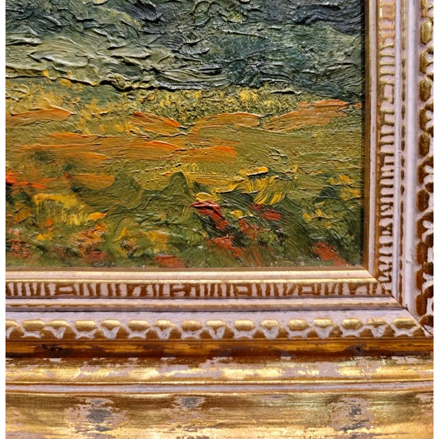 White Farm House in a Country Side Landscape -1930s Impressionist Oil Painting For Sale In Los Angeles - Image 6 of 8