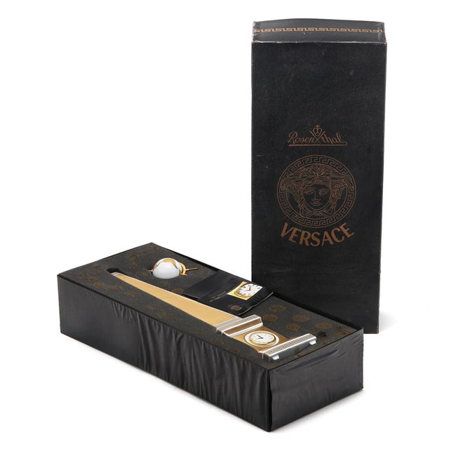 Late 20th Century Rosenthal Versace “Carpe Diem” Gilt Porcelain Obelisk Clock — Limited Edition For Sale - Image 5 of 8