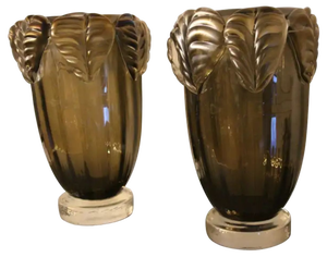 Smoked Glass Murano Vases by Costantini, Set of 2