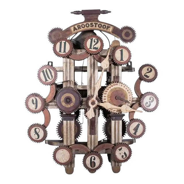 19th Century American Folk Art Wall Clock, Circa 1875, Maine For Sale