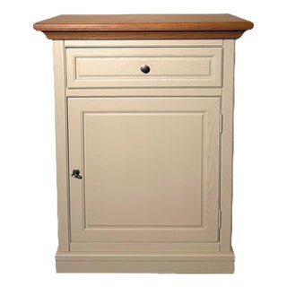 Painted Oak Accent Cabinet with Natural Wood Top For Sale