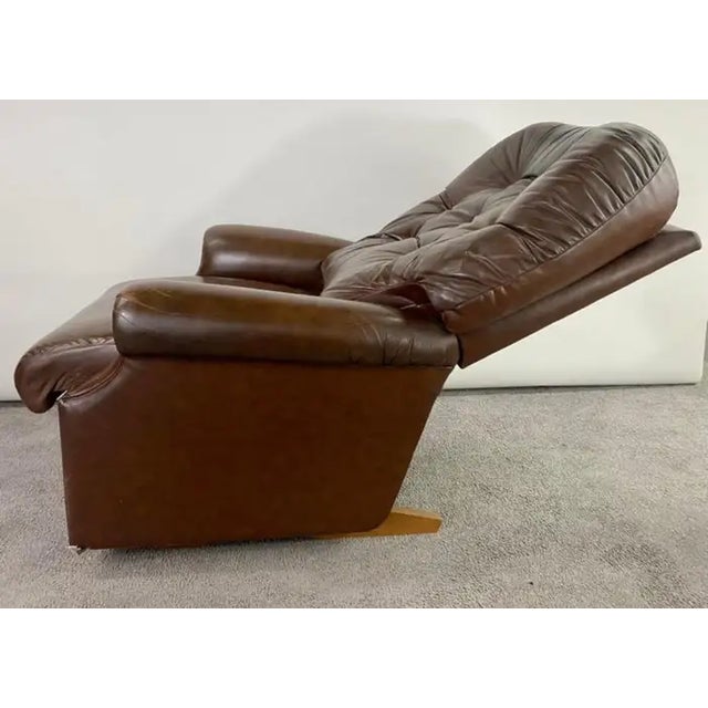 EEnglish Chesterfield Style Brown Leather Tufted Reclining & Rocking Club Chair For Sale - Image 10 of 12