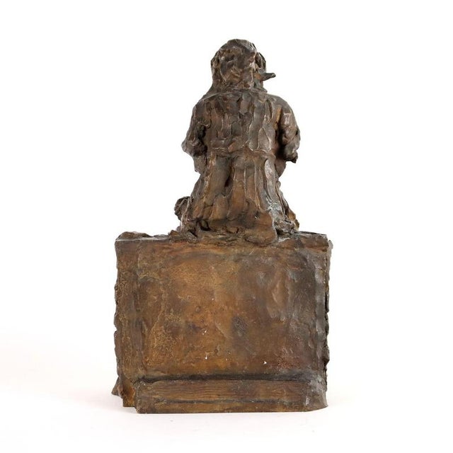 Goldenrod Young Peasant Girl in Bronze by Giulio Branca For Sale - Image 8 of 9