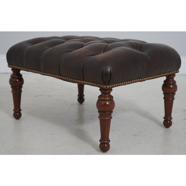 Stickley Tufted Leather Leopold Chair & Ottoman For Sale - Image 15 of 18