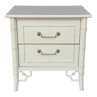 Vintage Thomasville Faux Bamboo 2-Drawer Nightstand - Coastal Palm Beach Regency For Sale