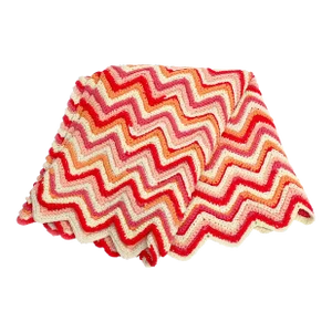 1970's Hand Made Pink Retro Zig Zag Small Blanket / Throw