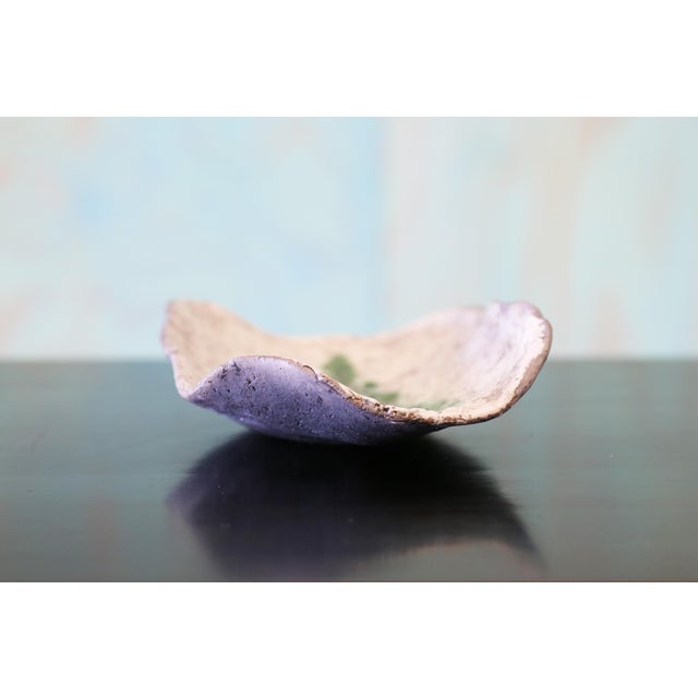 1990s Studio Made Ceramic Catch All Tray Abstract Green Glaze Signed For Sale - Image 4 of 6