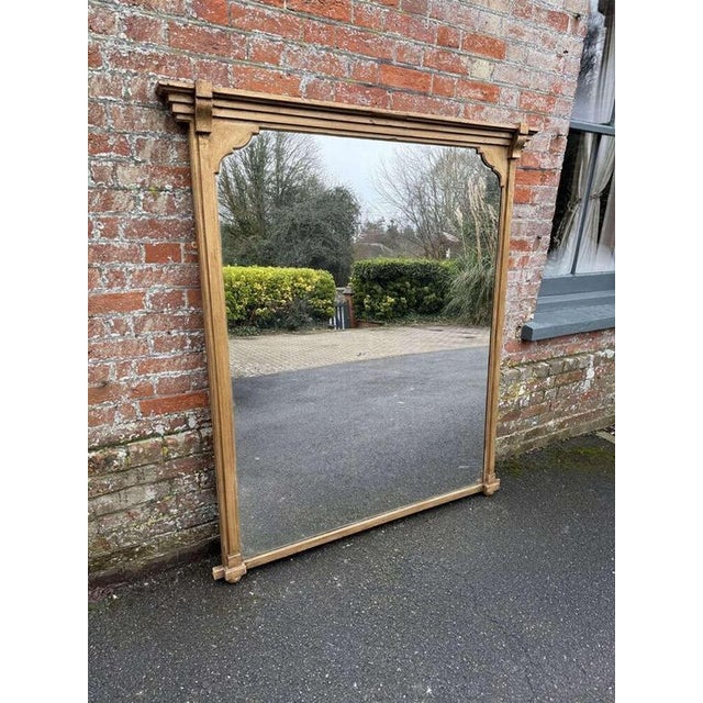 Glass Large Antique 19th Century English Gilt Overmantle Mirror For Sale - Image 7 of 7