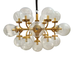 Large Italian Brass 19-Arm Chandelier, 1960s