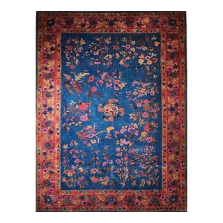 1900s Oversize Chinese Art Deco Oversize Rug, Handwoven Wool, Floral Design, 11' x 18' For Sale