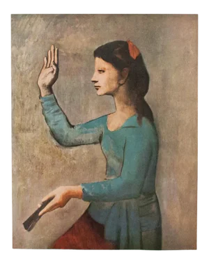 1950s After Pablo Picasso, "Woman With a Fan", Period Vintage Full-Color Print