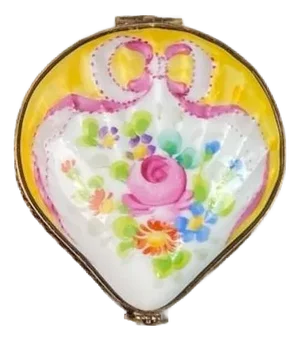 Vintage Rochard Limoges French Pient Main Porcelain Shell Trinket Box