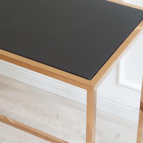 Goldenrod Narrow Console Table with Black Top and Rectangular Metal Frame For Sale - Image 8 of 12