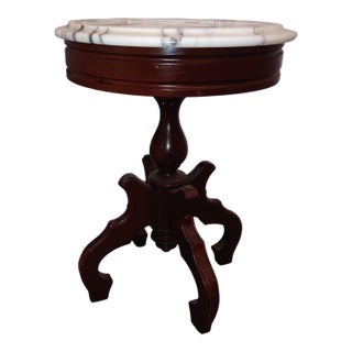 1920s Victorian-Style Mahogany & Marble Parlor Table. For Sale