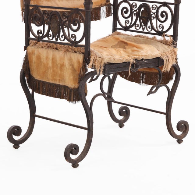 Bronze A French Savonarola Style Iron and Bronze Chair, C. 1900. For Sale - Image 8 of 9