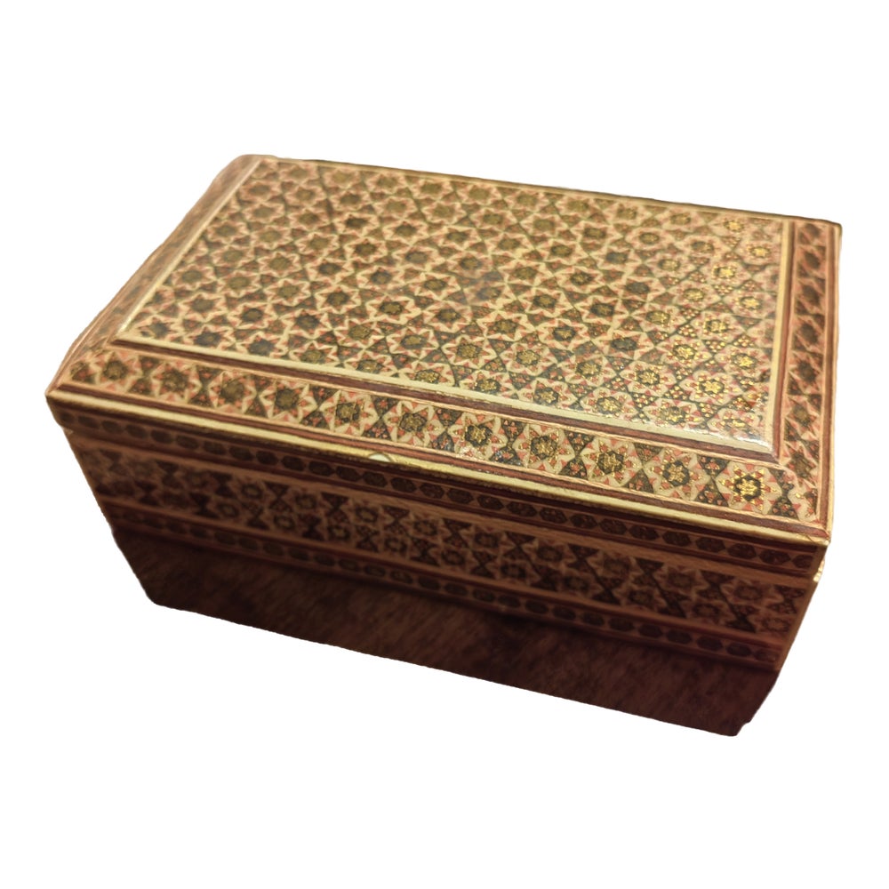 Middle Eastern Maple Box with Khatam Kari Decoration, 1920s | Chairish